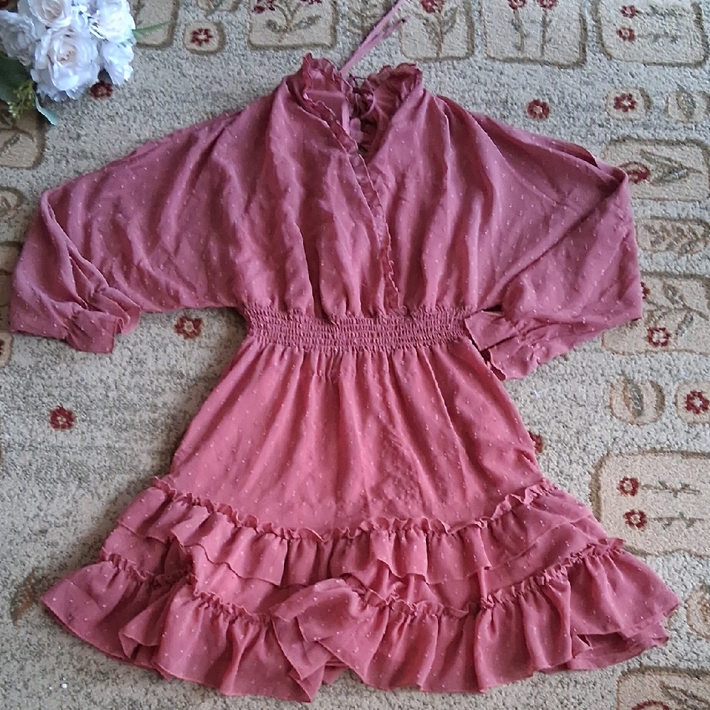 Altar'd State Dusty Rose Ruffled Dress